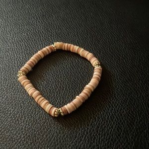 multi color clay beaded bracelet with gold charms